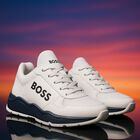 Boys White Logo Trainers, 1, hi-res