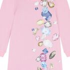 Girls Pink Jewel Sweatshirt Dress, 2, hi-res