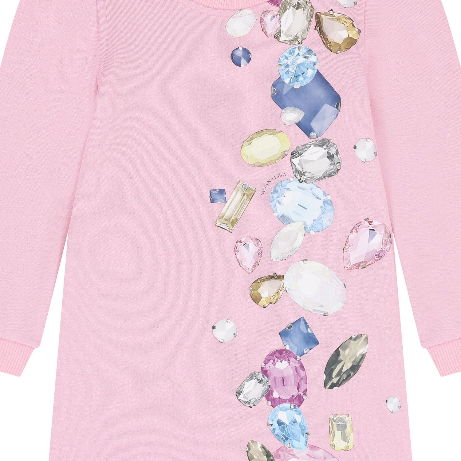 Girls Pink Jewel Sweatshirt Dress, 2, hi-res
