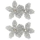 Girls Silver Embellished Flowers Hair Clips ( 2-Pack ), 4, hi-res