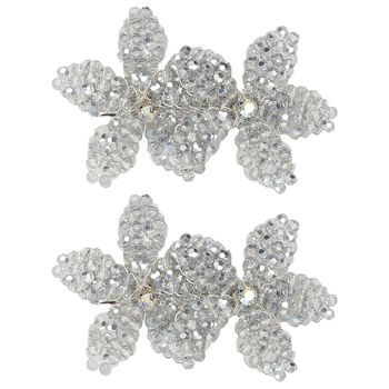 Girls Silver Embellished Flowers Hair Clips ( 2-Pack )