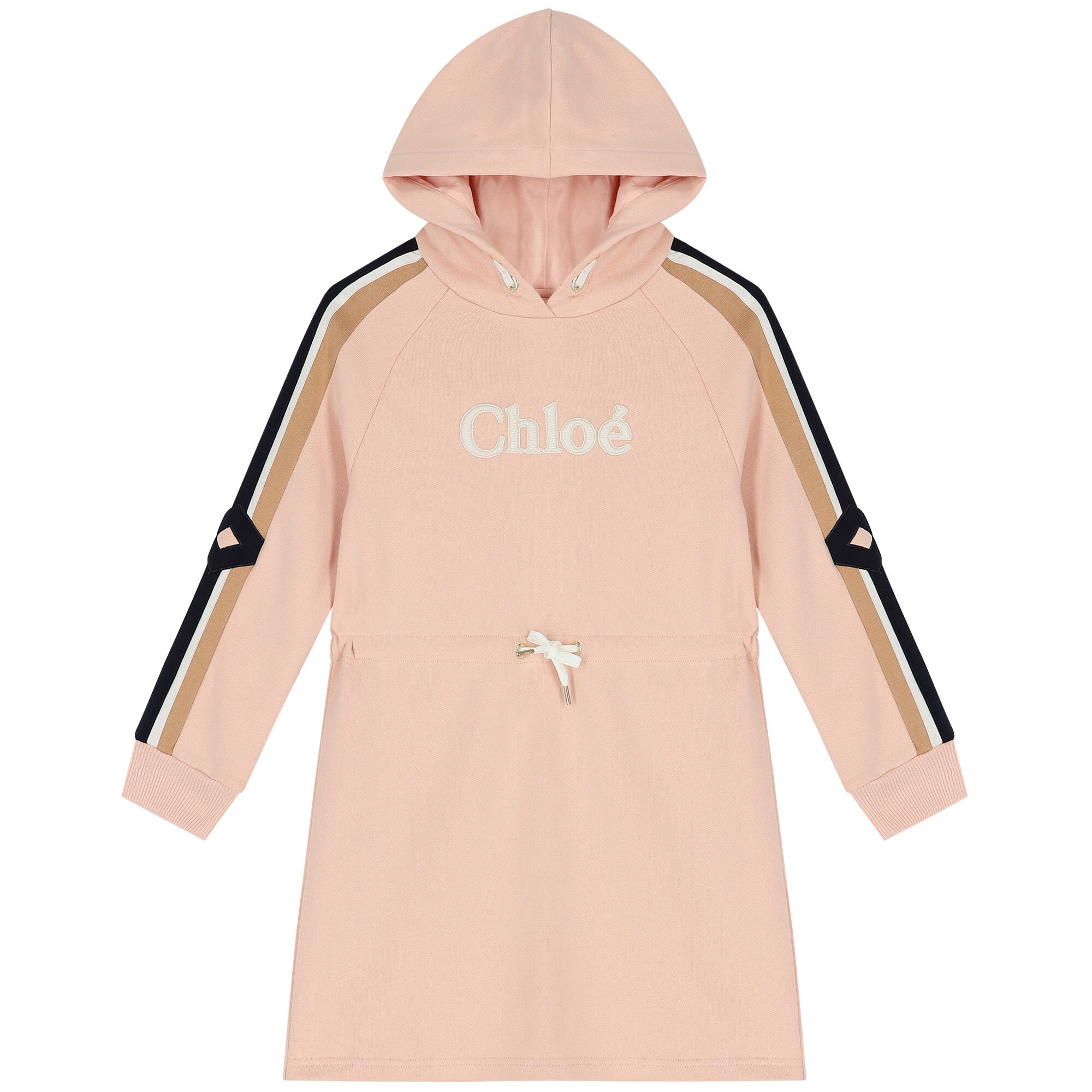 CHLOE Girls Pink Logo Hooded Dress Junior Couture UK