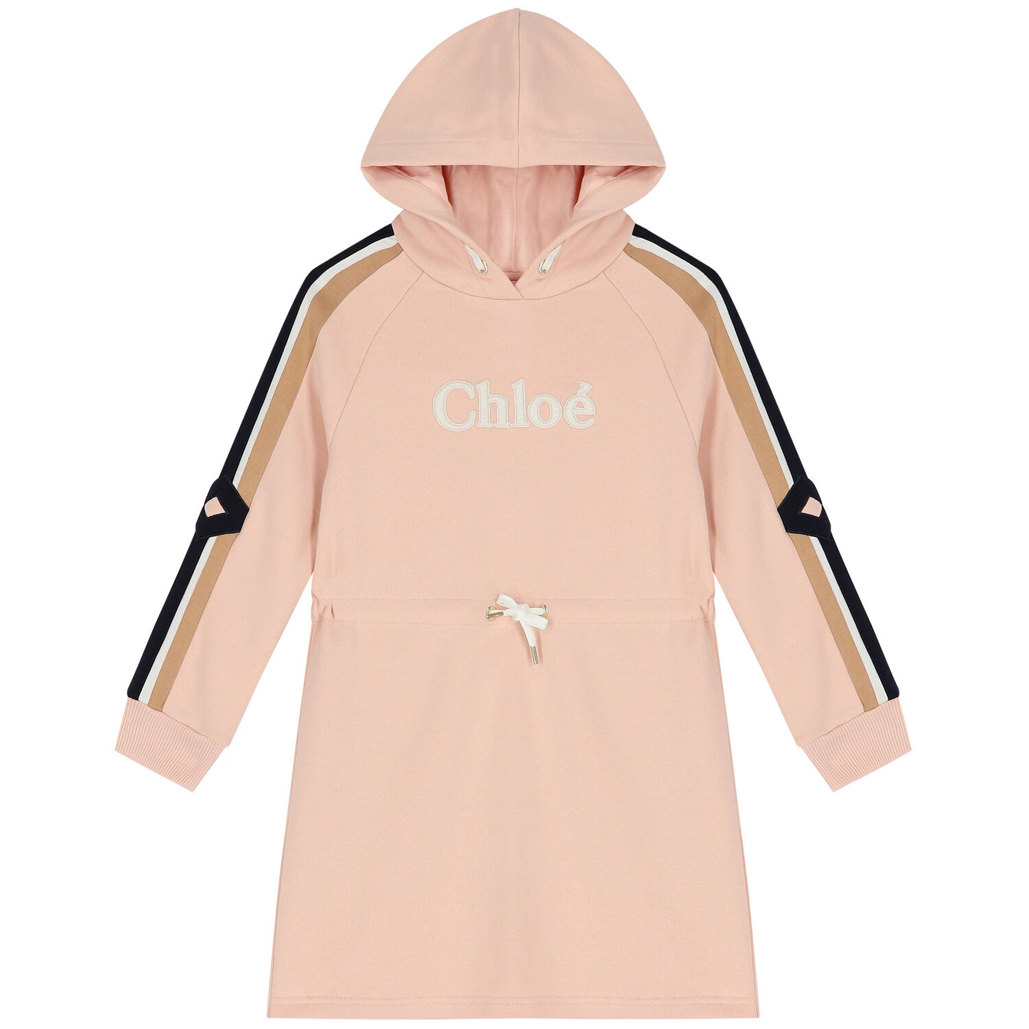 Girls Pink Logo Hooded Dress, 2, hi-res image number null