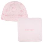 Baby Girls Pink Logo Blanket & Hat Set, 1, hi-res