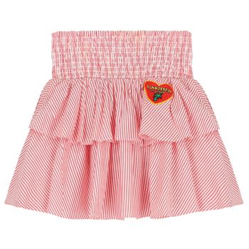 Girls Red & White Striped Skirt
