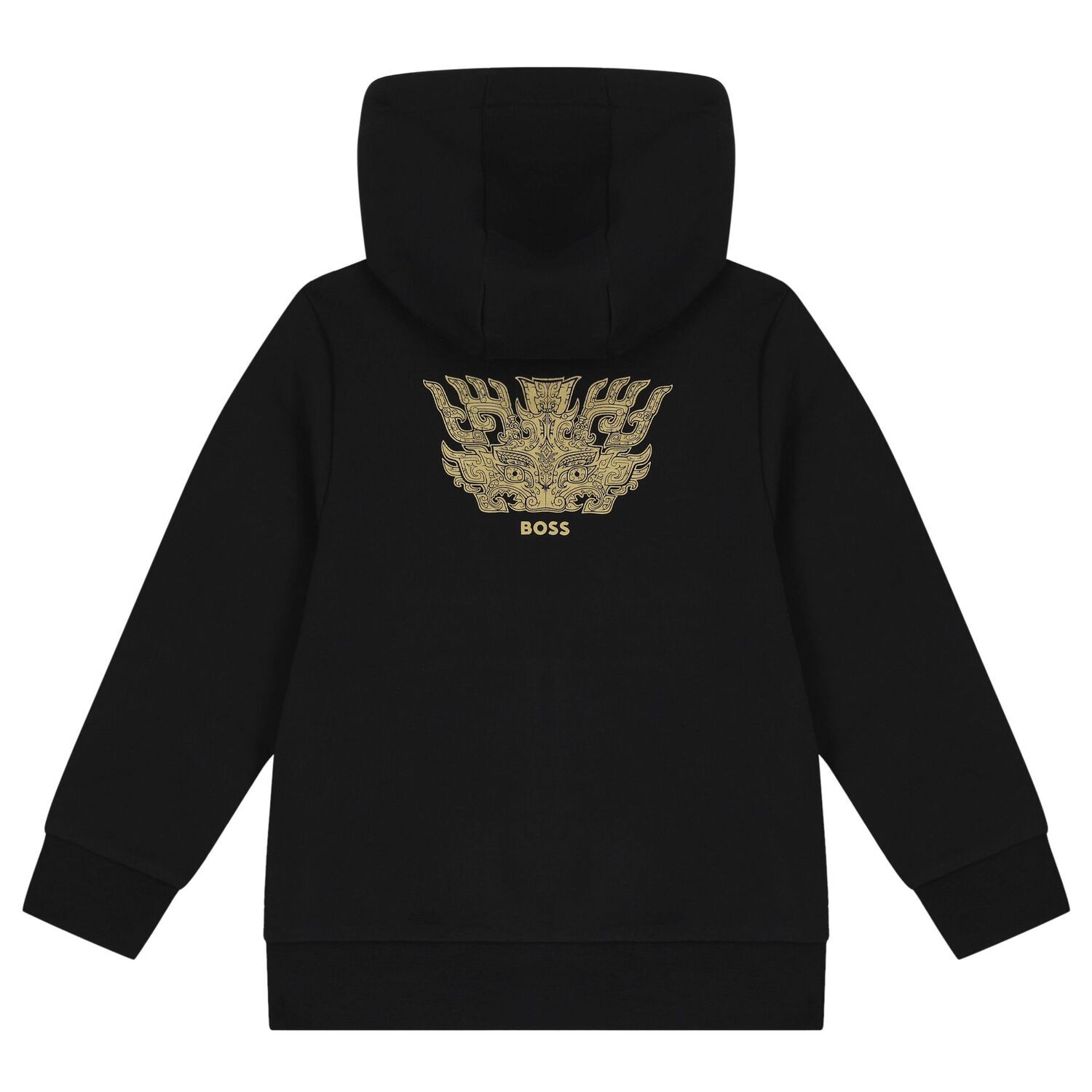 Boys Black Dragon Logo Hooded Top, 1, hi-res image number null
