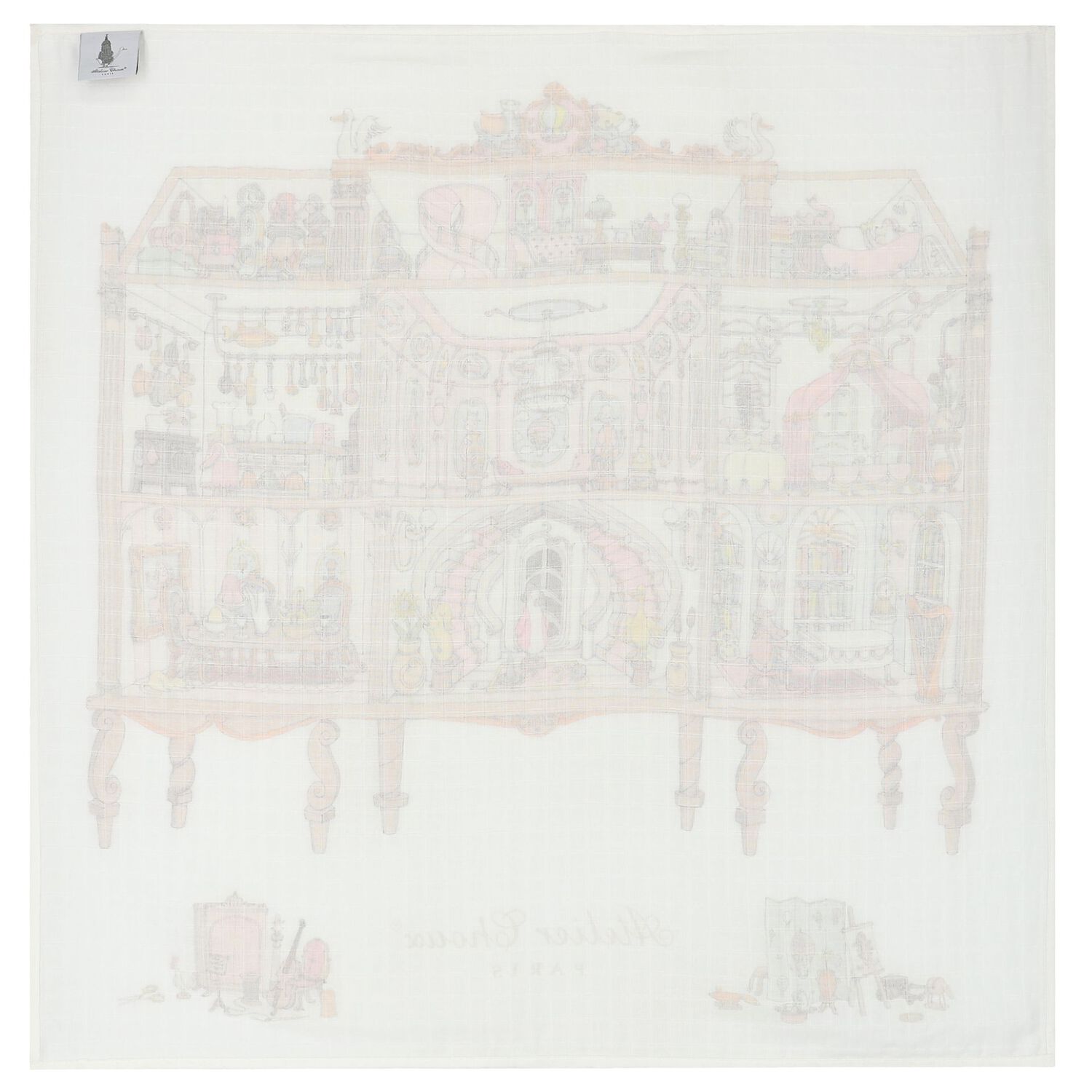 Baby Girls Ivory & Pink Doll House Swaddle Blanket, 1, hi-res