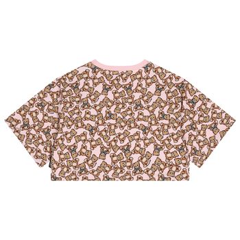 Girls Pink Teddy Bear Logo T-Shirt