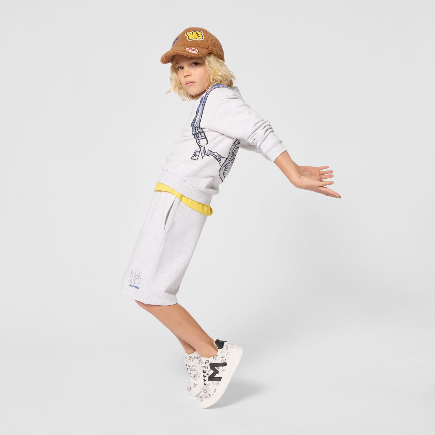 Boys Grey Logo Shorts, 1, hi-res