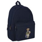 Boys Navy Blue Canvas Polo Bear Backpack ( 44cm ), 1, hi-res