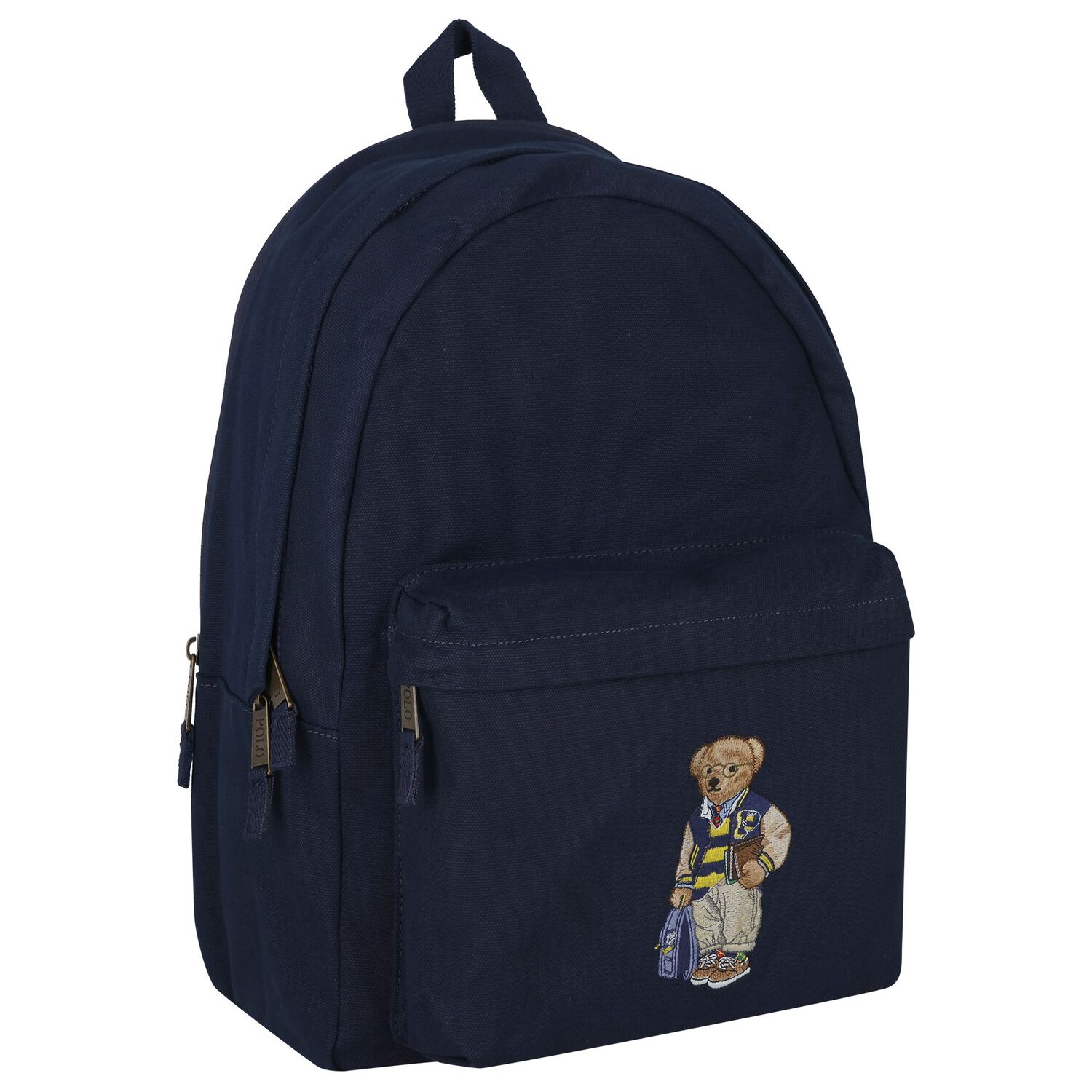 Boys Navy Blue Canvas Polo Bear Backpack ( 44cm ), 1, hi-res