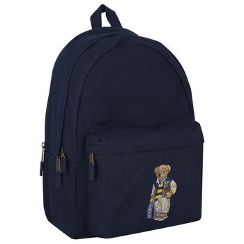 Boys Navy Blue Canvas Polo Bear Backpack ( 44cm )