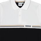 Boys White & Black Logo Polo Shirt, 1, hi-res