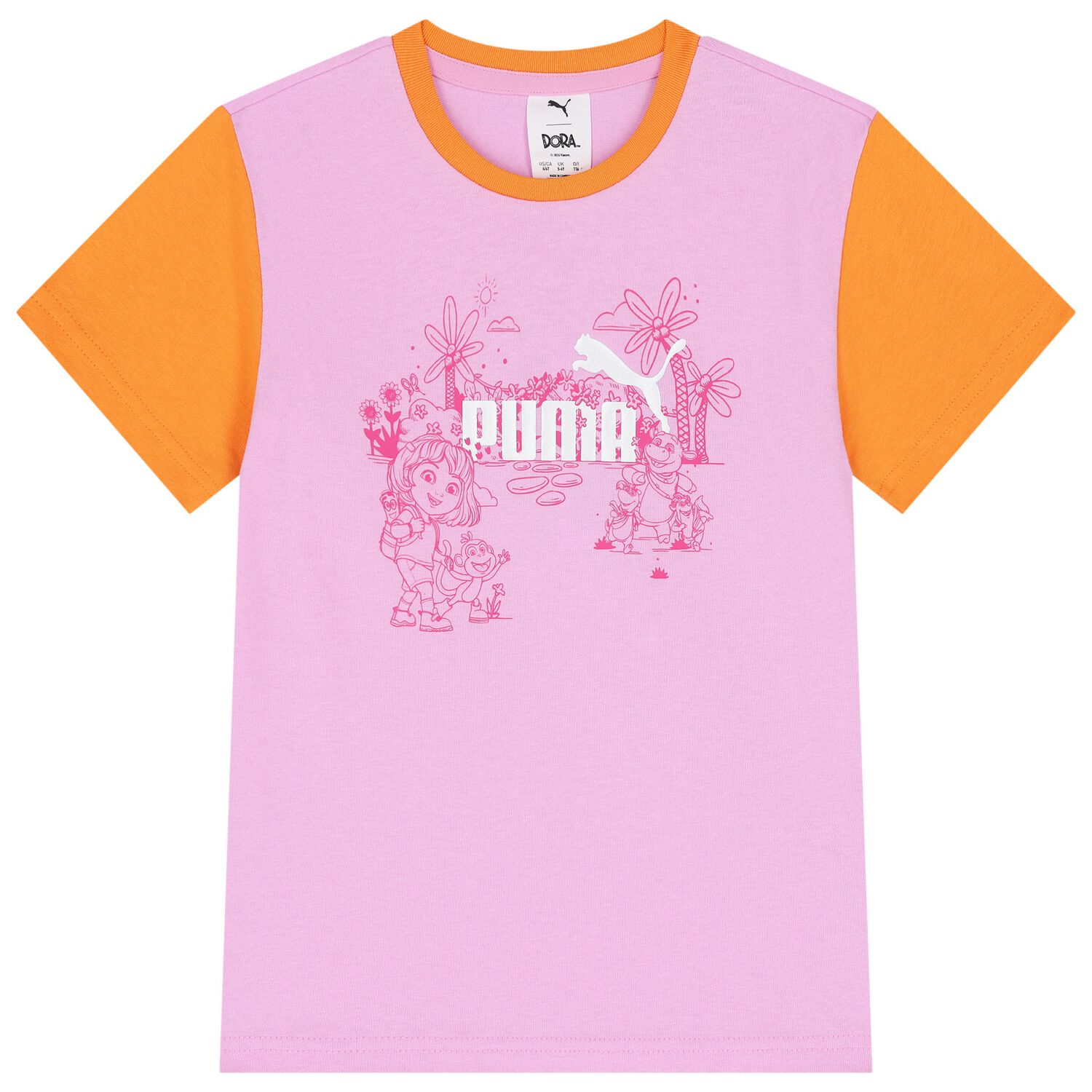 Girls Pink & Orange Dora The Explored Logo T-Shirt, 1, hi-res