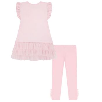 Girls Pink Pearl Leggings Set