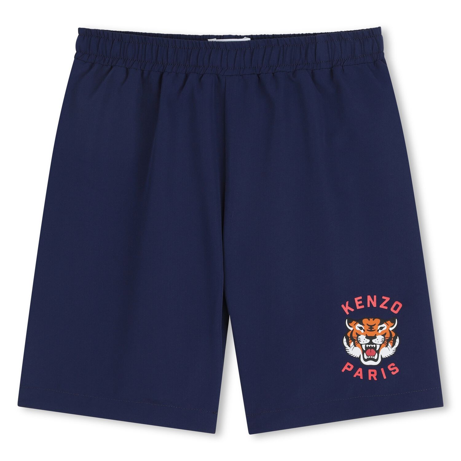 Boys Navy Blue Tiger Logo Swim Shorts, 1, hi-res