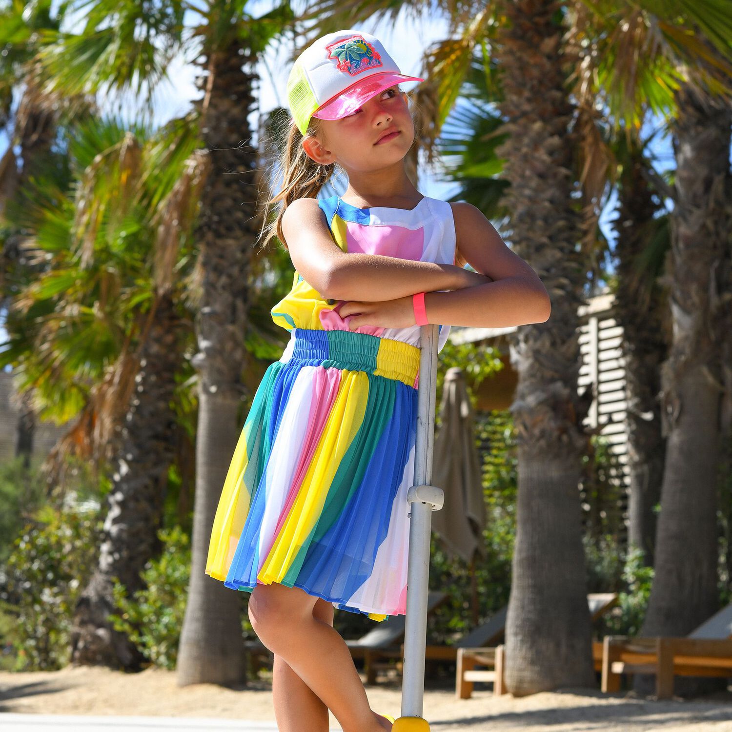Girls Multi-Coloured Chiffon Dress, 1, hi-res