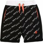 Boys Black Logo Shorts, 1, hi-res