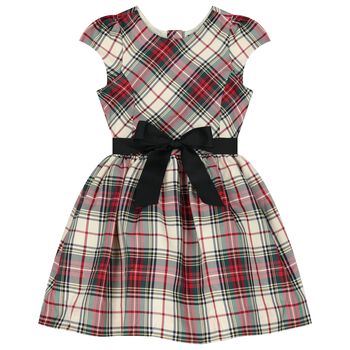 Girls Ivory, Red & Green Tartan Dress