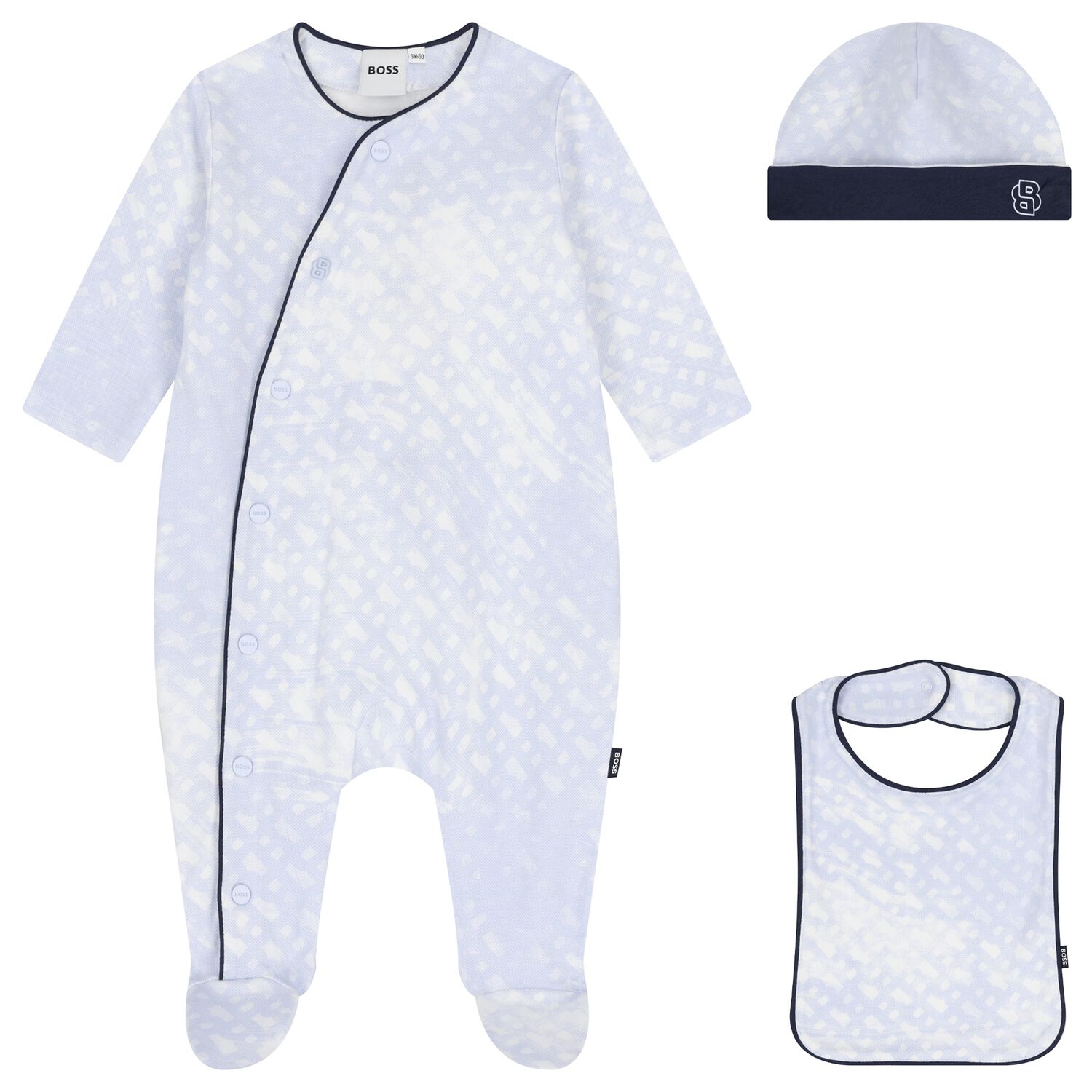Baby Boys Blue Logo Babygrow Gift Set, 1, hi-res