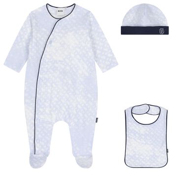 Baby Boys Blue Logo Babygrow Gift Set