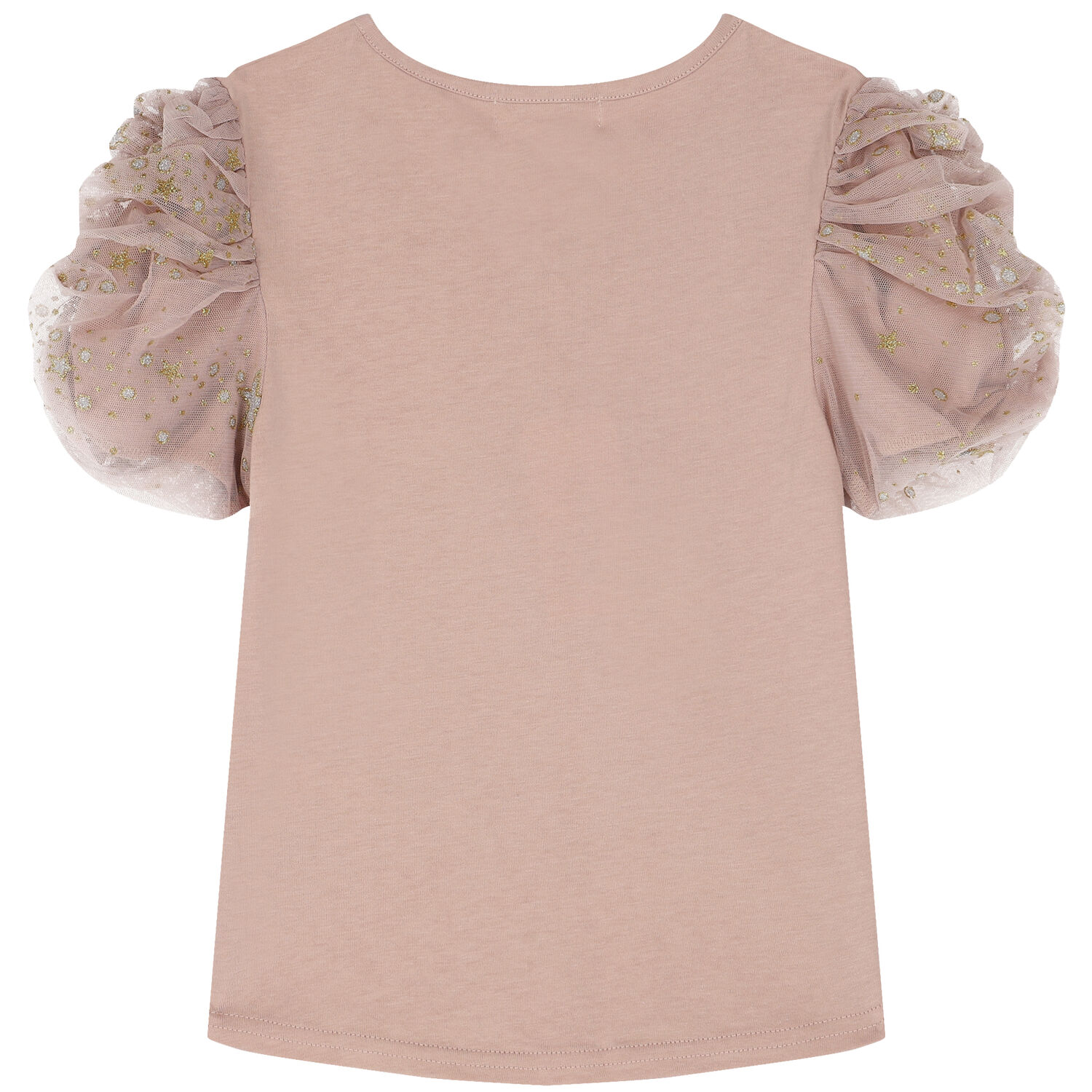Girls Pink Tulle Sleeve T-Shirt, 1, hi-res