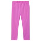 Girls Pink Cotton Leggings, 1, hi-res