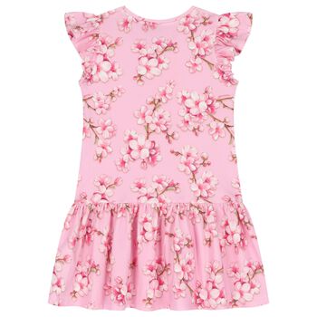 Girls Pink Logo Cherry Blossom Dress