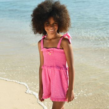 Girls Pink Sequin Playsuit