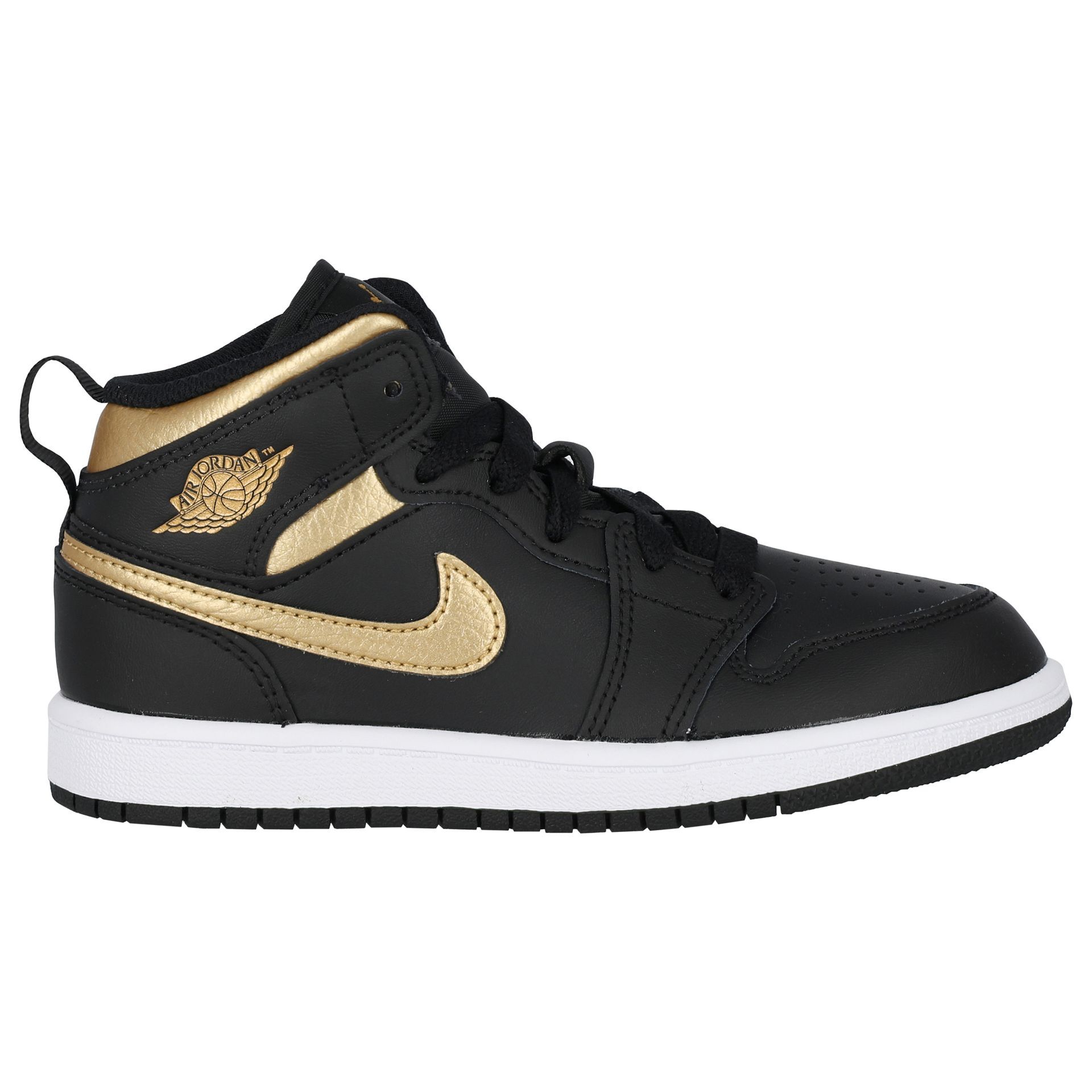 Black and gold kids jordans top
