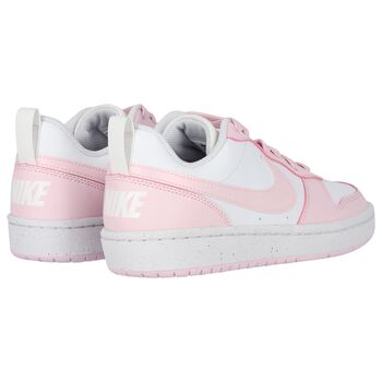 Girls White & Pink Nike Court Borough Low Trainers