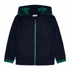 Boys Navy Logo Zip Up Top, 1, hi-res