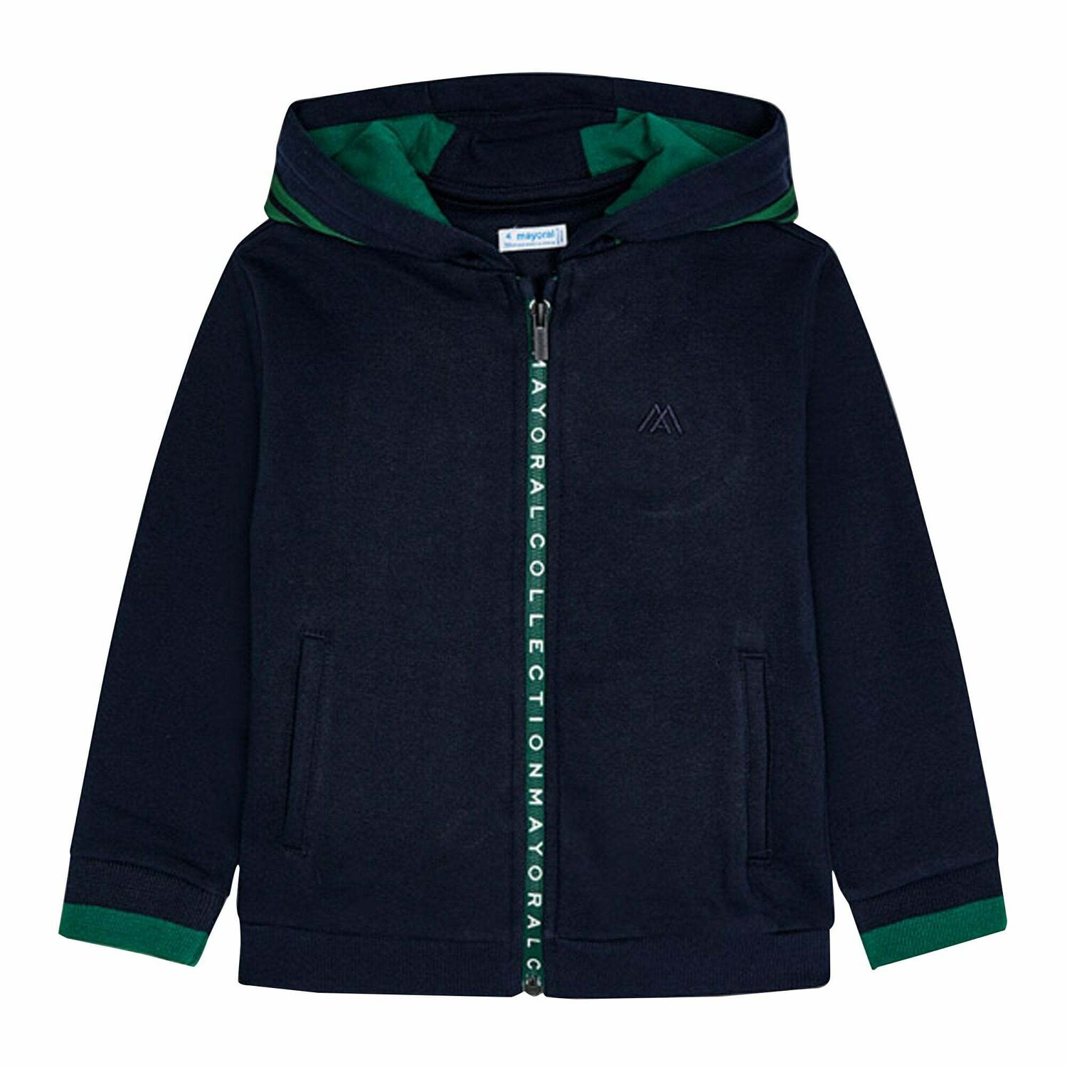 Boys Navy Logo Zip Up Top, 1, hi-res image number null