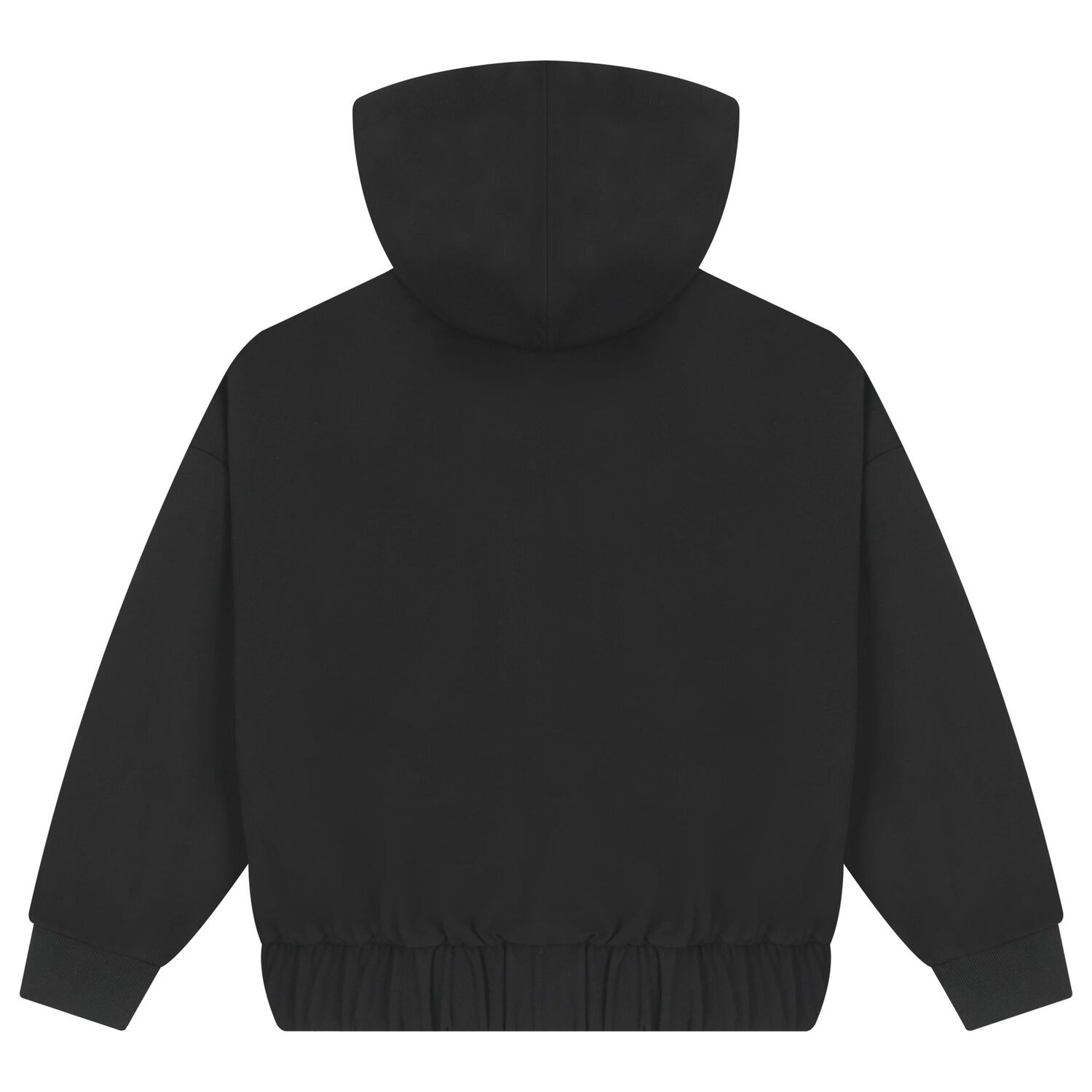 Girls Black Logo Hooded Zip-Up Top, 1, hi-res