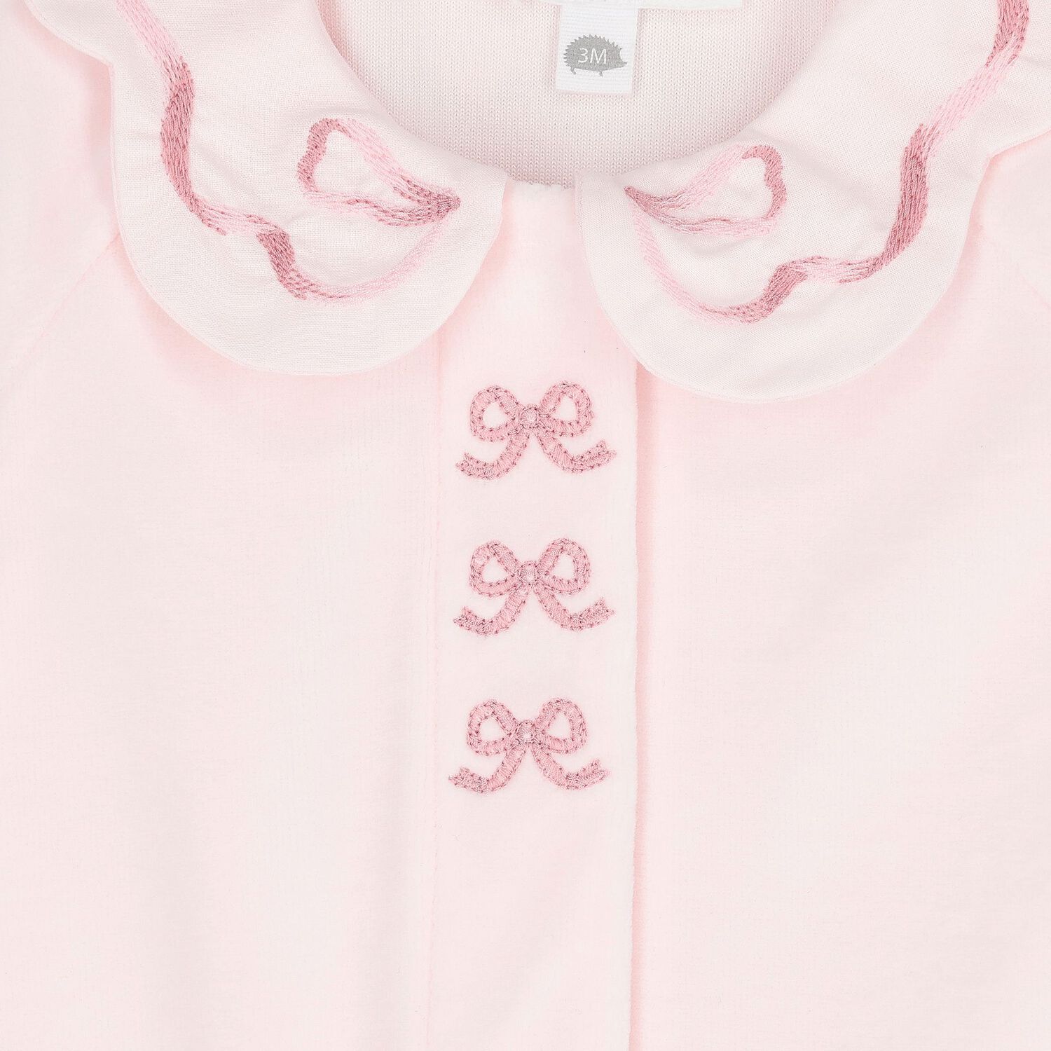 Baby Girls Pink Bow Velour Babygrow, 2, hi-res image number null