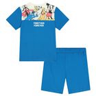 Boys Ivory & Blue Shorts Set, 1, hi-res