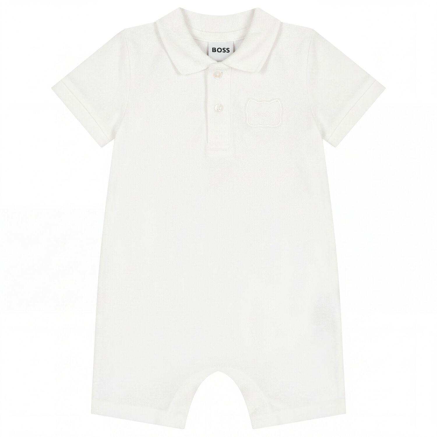 Baby Boys White Logo Romper, 1, hi-res