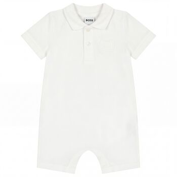 Baby Boys White Logo Romper