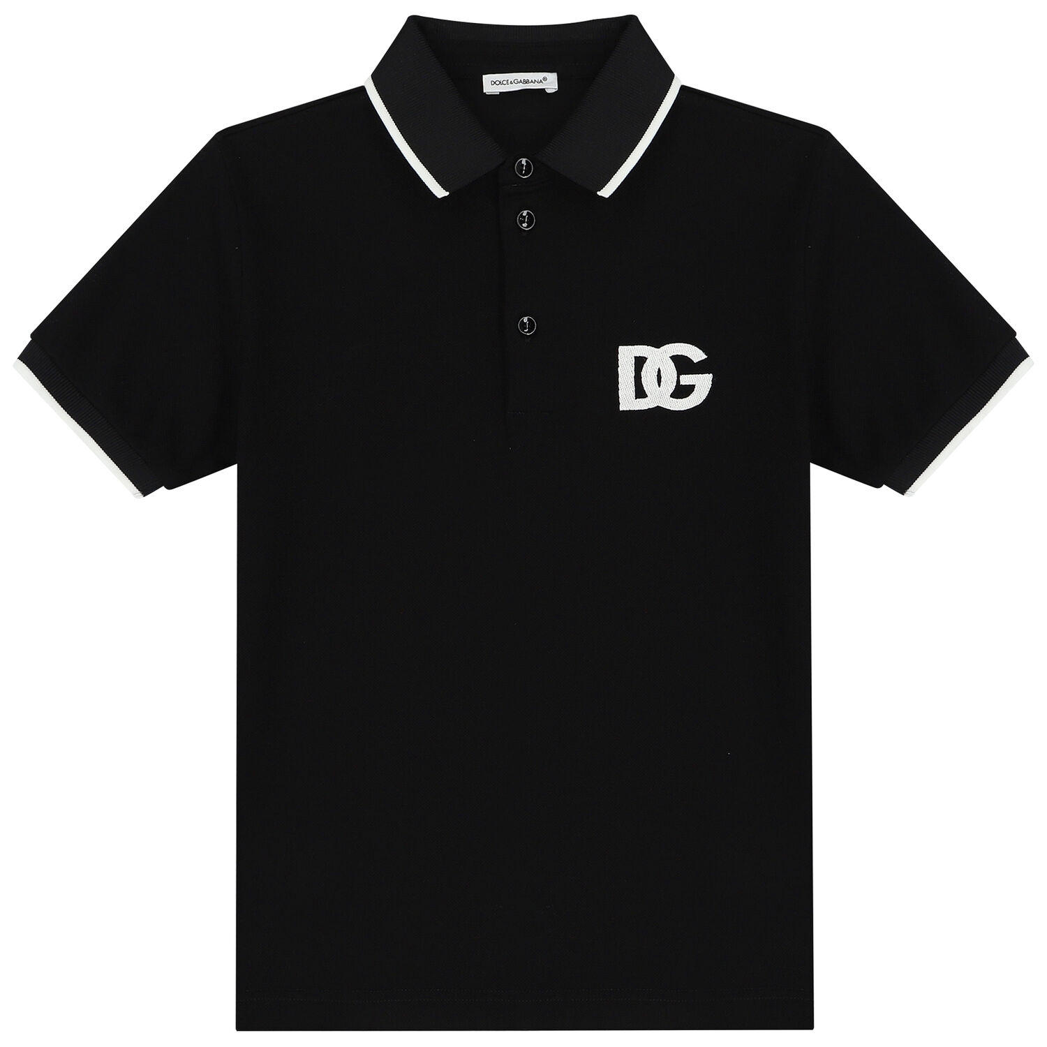 Boys Black Logo Polo Shirt, 1, hi-res