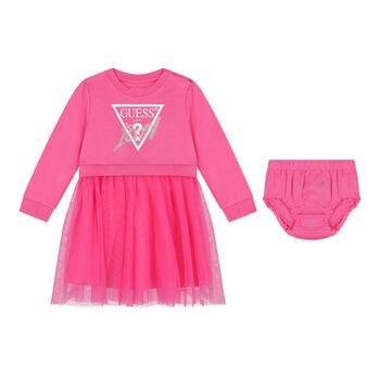 Baby Girls Pink Logo Tulle Dress Set