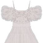 Girls Grey Ruffled Tulle Dress, 1, hi-res