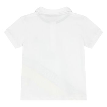 Younger Boys White Logo Polo Shirt
