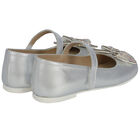 Girls Silver Diamante Bow Shoes, 1, hi-res