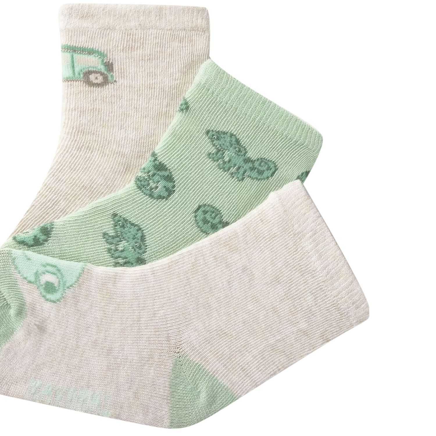 Younger Boys Beige & Green Socks ( 3-Pack ) , 3, hi-res