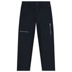 Boys Navy Blue Logo Trousers, 1, hi-res