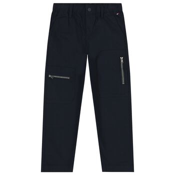 Boys Navy Blue Logo Trousers