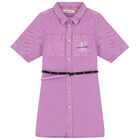 Girls Pink Logo Denim Dress, 1, hi-res