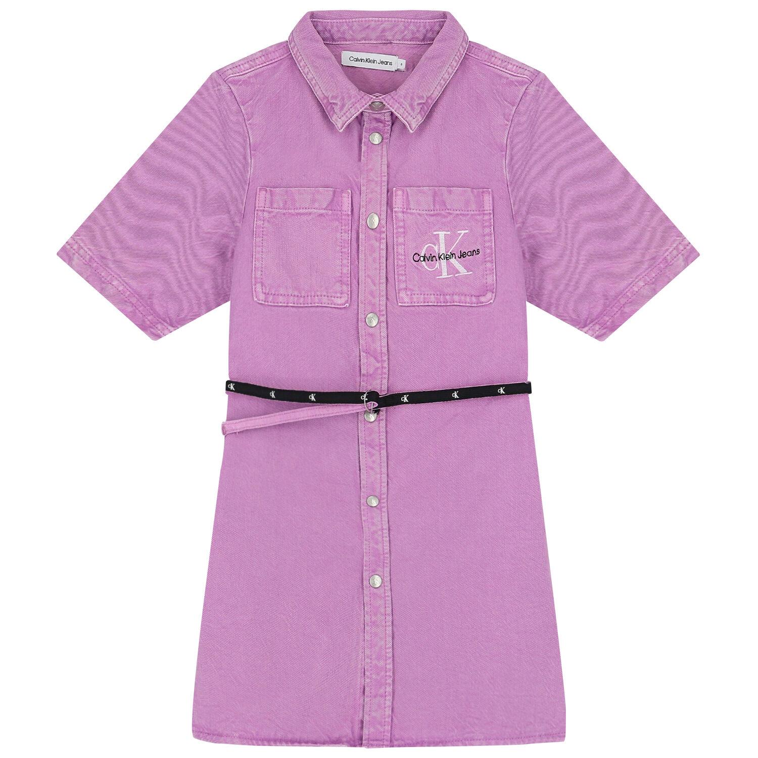 Girls Pink Logo Denim Dress, 1, hi-res