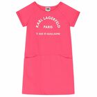 Girls Pink Logo Dress, 1, hi-res