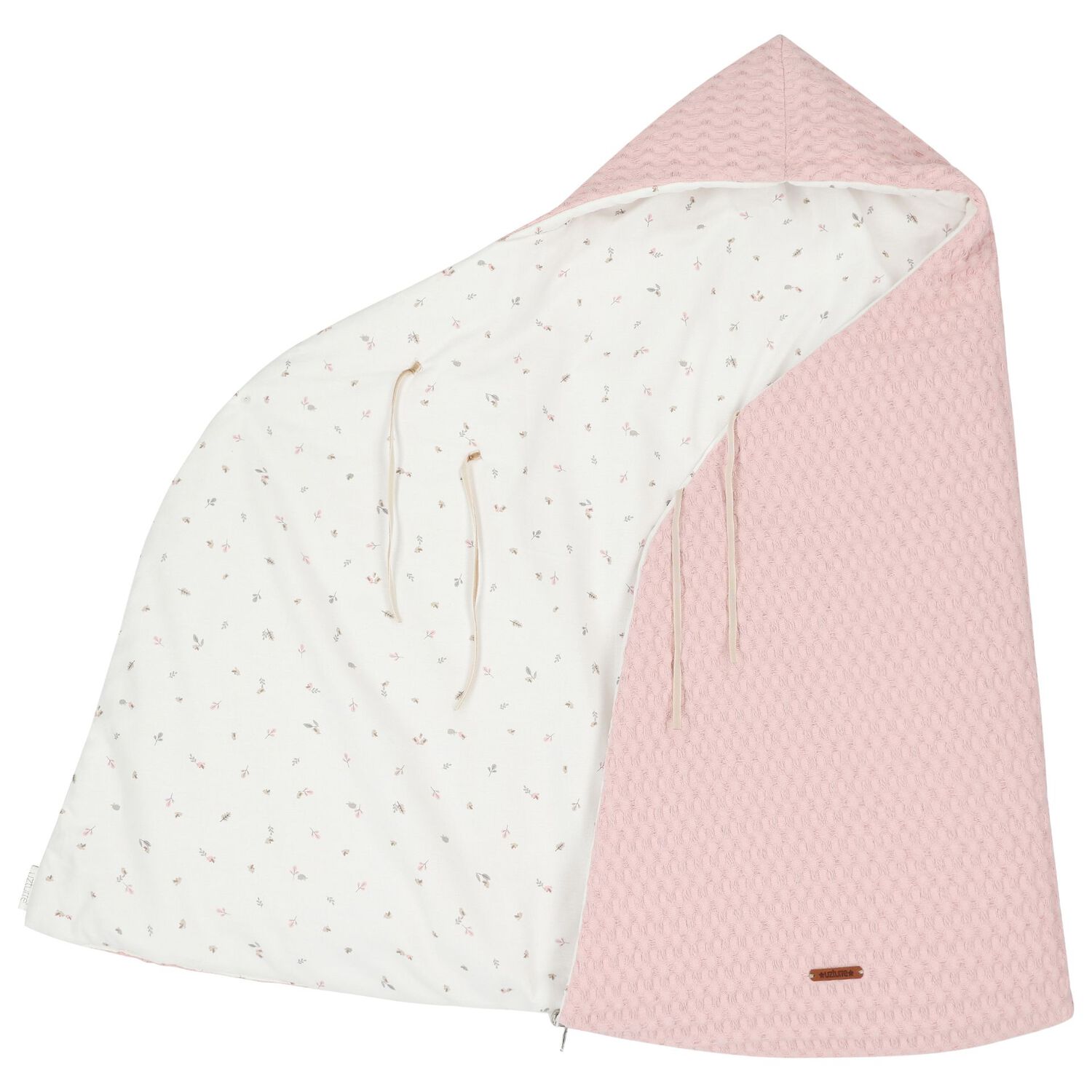 Baby Girls Ivory & Pink Hooded Reversible Nest, 1, hi-res